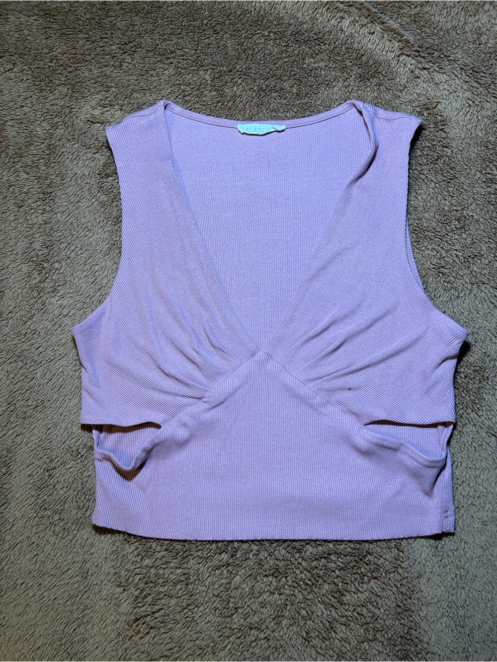 ILLA ILLA Lavender Twist-Front Ribbed Crop Top
